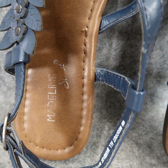 Madeline Stuart Shoes Womens 6 Sandals Fashion Flat Slingback Flower Stud Buckle - Picture 9 of 14